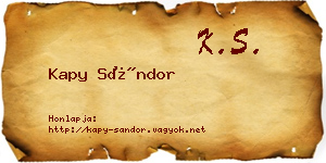 Kapy Sándor névjegykártya