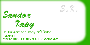 sandor kapy business card